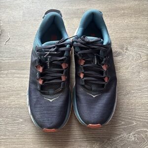 Hoka One One Men's Black and Teal Athletic Shoes